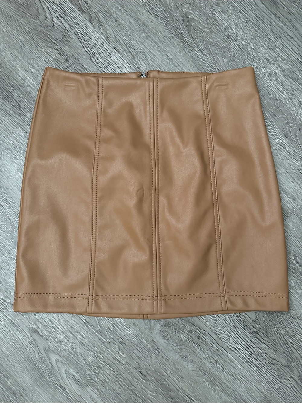 Faux Leather Mini Skirt in Camel